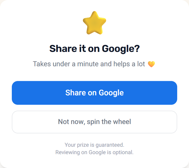 Invitation to review on Google