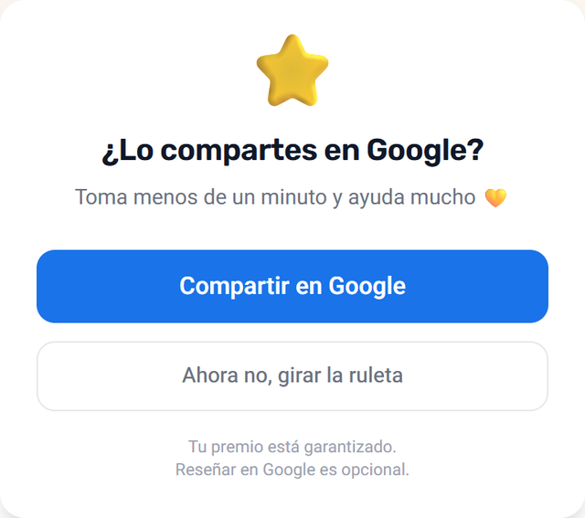 Invitación a reseñar en Google